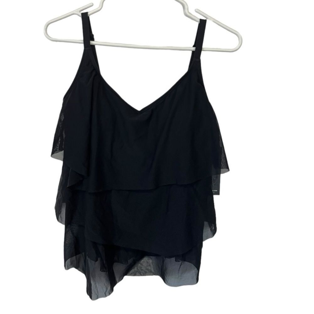NWT Coco Reef | Black Flourish Bra Sized Tier Mesh Underwire Tankini Top 32C - Picture 4 of 5